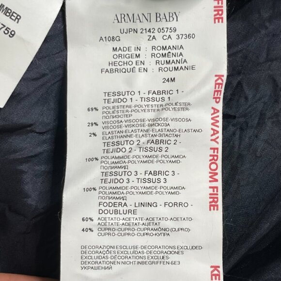 Armani Baby Girl Gray Blue Dress Size 24 Months - Picture 8 of 8